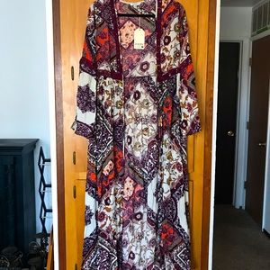 Kimono style, floor length duster